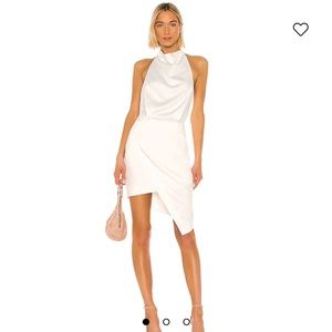 Elliatt Women's Camo Cocktail Dress Large Tulip Asymmetric Satin White